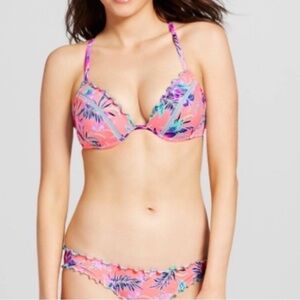 Shade & Shore Women's Shore Bikini Set Firey Coral Tropical 36 DD and Medium